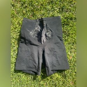 60s Vintage Black Girdle Shorts w Lace Detailing